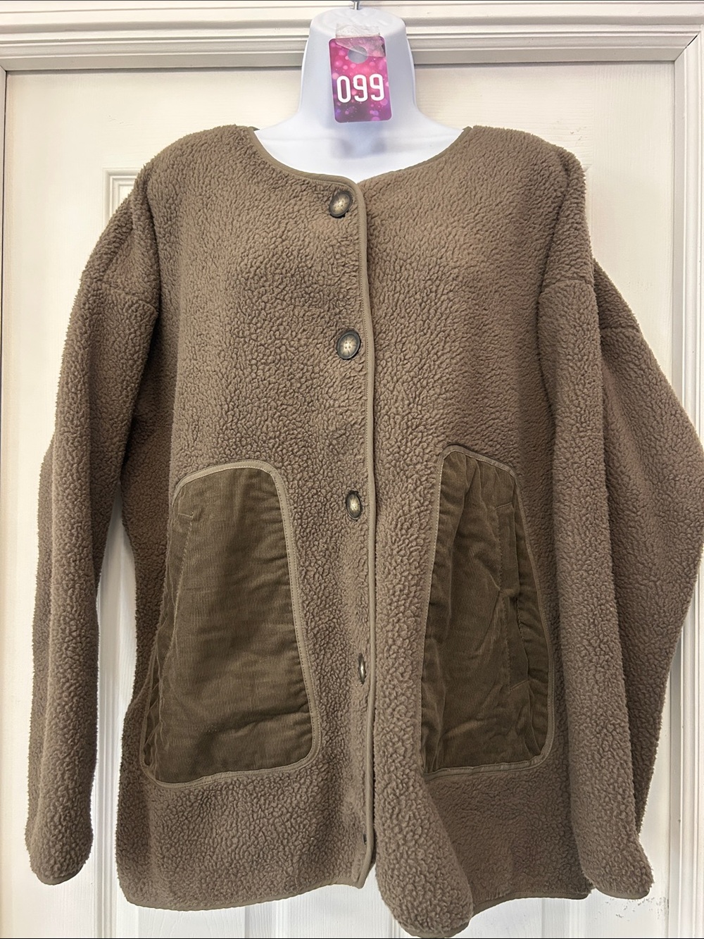 Madewell Olive green Sherpa Jacket with Corduroy Pockets